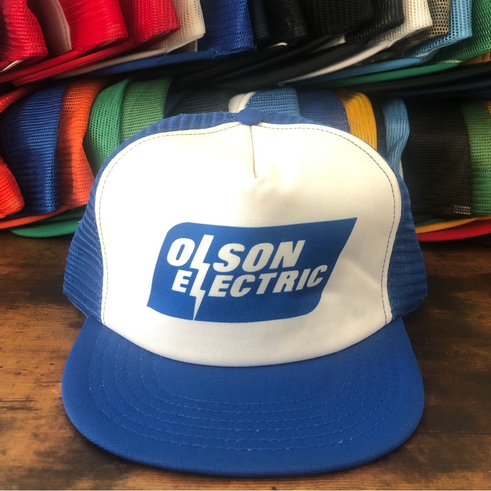 Vintage 80s Streetwear Olson Electric mesh Trucker Hat